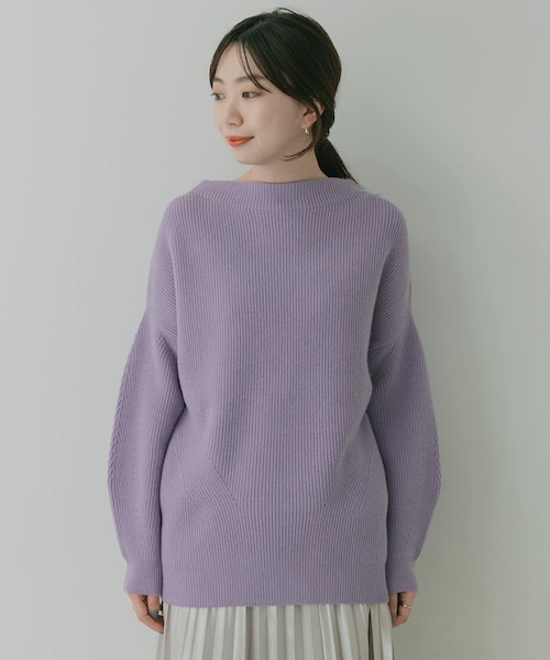 KBF+（ケービーエフプラス）の「KBF+ 片畦ボトルネックニット∴（その他・レディース・PURPLE/D.BROWN/IVORY・one）」の21枚目の写真