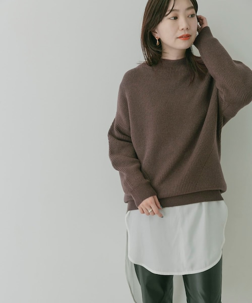 KBF+（ケービーエフプラス）の「KBF+ 片畦ボトルネックニット∴（その他・レディース・PURPLE/D.BROWN/IVORY・one）」の8枚目の写真