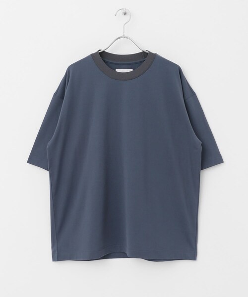STILL BY HAND ドロップショルダー襟ニット配色Tシャツ