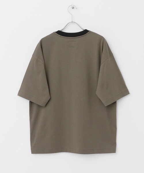 STILL BY HAND ドロップショルダー襟ニット配色Tシャツ