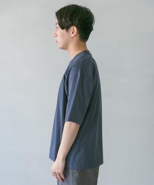 STILL BY HAND ドロップショルダー襟ニット配色Tシャツ