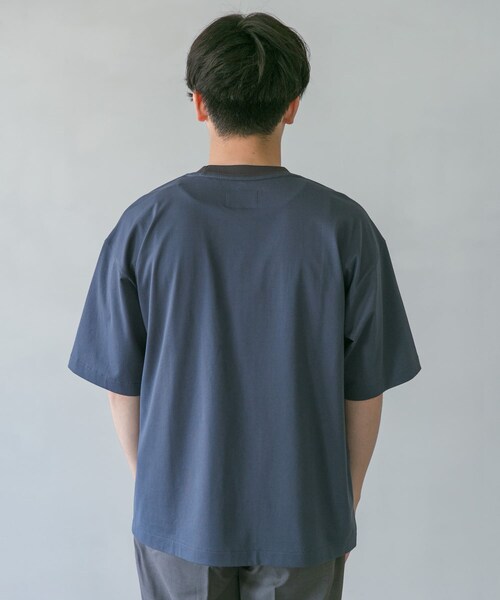 STILL BY HAND ドロップショルダー襟ニット配色Tシャツ