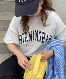 DISCOAT | カレッジロゴハーフスリーブミニ裏毛スウェット(Tシャツ/カットソー)