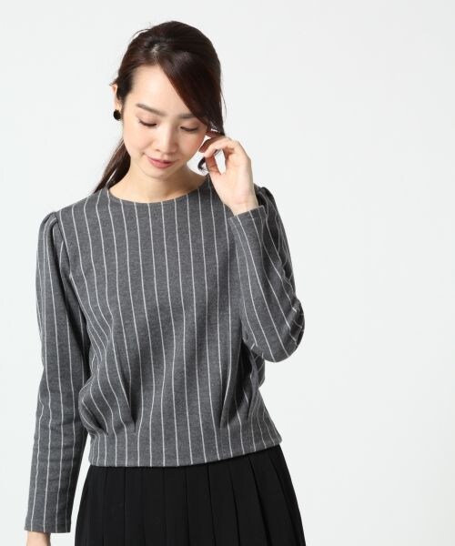 A part by（アパートバイ）の「ピンストライプパフプルオーバーロングスリーブ（トップス・レディース・ホワイト/ブラック/グレー・Ｆ）」の3枚目の写真