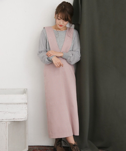 KBF+（ケービーエフプラス）の「KBF+ ガングラブチェックジャンパースカート∴（その他・レディース・GRAY/GREEN/PURPLE・one）」の12枚目の写真