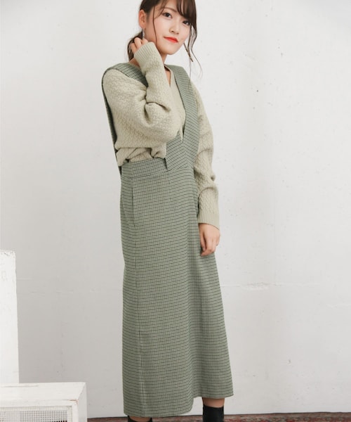 KBF+（ケービーエフプラス）の「KBF+ ガングラブチェックジャンパースカート∴（その他・レディース・GRAY/GREEN/PURPLE・one）」の8枚目の写真