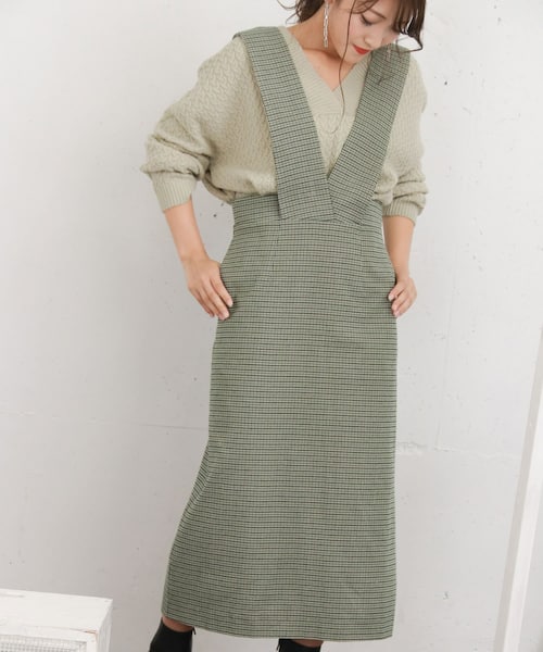 KBF+（ケービーエフプラス）の「KBF+ ガングラブチェックジャンパースカート∴（その他・レディース・GRAY/GREEN/PURPLE・one）」の7枚目の写真