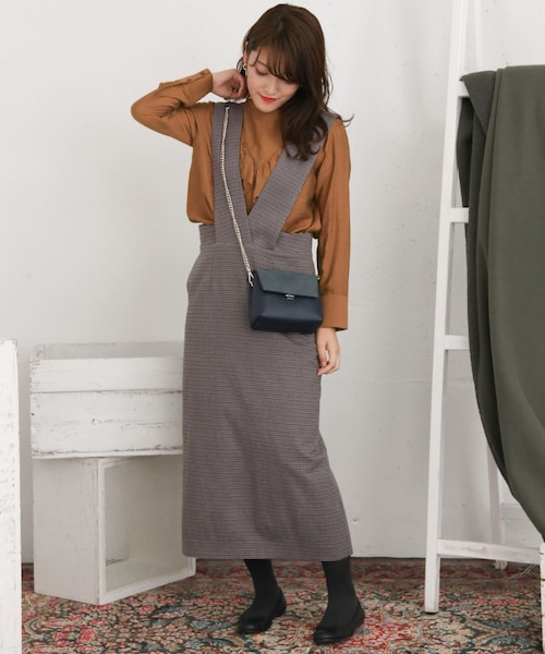 KBF+（ケービーエフプラス）の「KBF+ ガングラブチェックジャンパースカート∴（その他・レディース・GRAY/GREEN/PURPLE・one）」の6枚目の写真