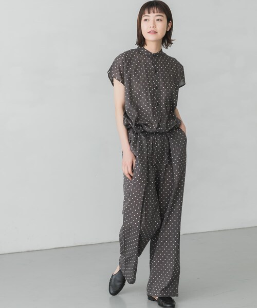 SOIL DOT FRENCH-SLEEVE OVERALLS