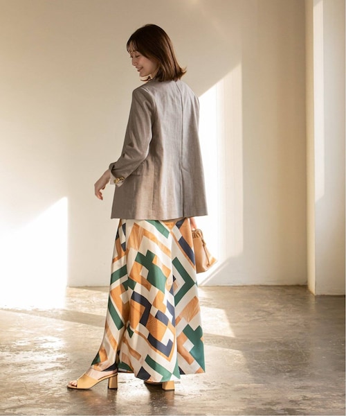 Noble 麻 ストレッチ ダブル ブレスト ジャケット ブラウン 34 美品 Noble（ノーブル）の「《追加予約》麻ストレッチダブルブレスト