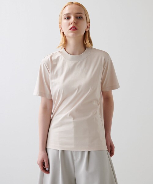 Lui's（ルイス）の「プレミアムスビンモダンベーシックTシャツ（Tシャツ/カットソー・レディース・ホワイト/ブラック/ライトベージュ・S/M）」の2枚目の写真