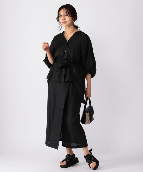 BARNYARDSTORM(バンヤードストーム)の「ラップ風リネンスカート(スカート・レディース・ブラック19/ベージュ(TORA)55/カーキ78・(WEB限定) XS(00)/S(0)/M(1))」の7枚目の写真