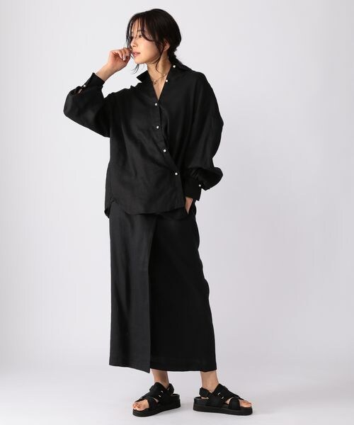 BARNYARDSTORM(バンヤードストーム)の「ラップ風リネンスカート(スカート・レディース・ブラック19/ベージュ(TORA)55/カーキ78・(WEB限定) XS(00)/S(0)/M(1))」の1枚目の写真