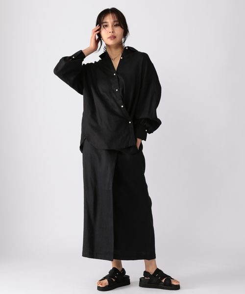 BARNYARDSTORM(バンヤードストーム)の「ラップ風リネンスカート(スカート・レディース・ブラック19/ベージュ(TORA)55/カーキ78・(WEB限定) XS(00)/S(0)/M(1))」の4枚目の写真