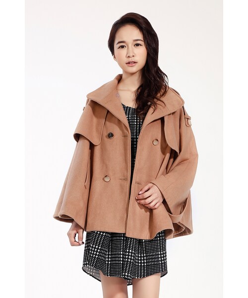 ORENDA（オレンダ）の「彼得潘金釦毛料斗篷外套（ジャケット/アウター・レディース・卡其/灰・F）」の4枚目の写真