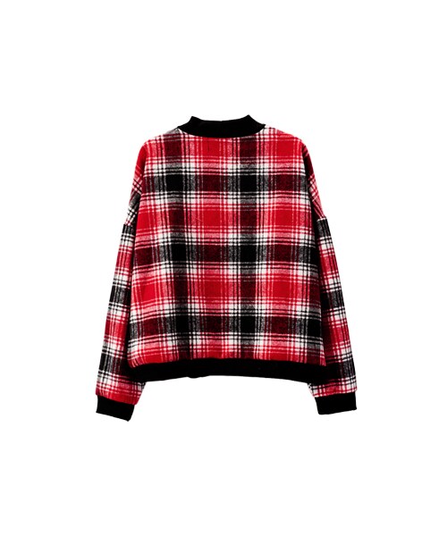 gracegift（グレースギフト）の「英倫街頭 韓國毛料感格紋上衣（トップス・レディース・藍/紅・F）」の5枚目の写真