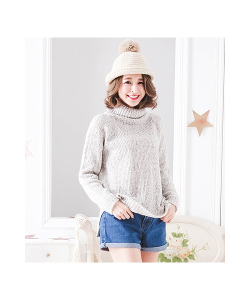 gracegift(グレースギフト)の「米蘭時尚 韓國高領混色針織上衣(その他・レディース・灰・F)」の4枚目の写真