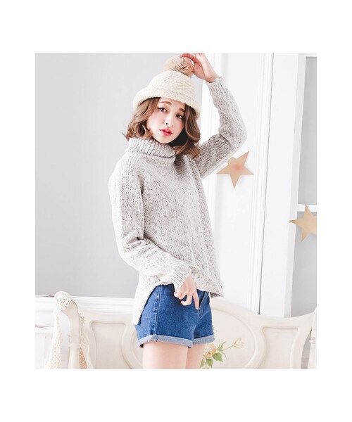 gracegift(グレースギフト)の「米蘭時尚 韓國高領混色針織上衣(その他・レディース・灰・F)」の5枚目の写真