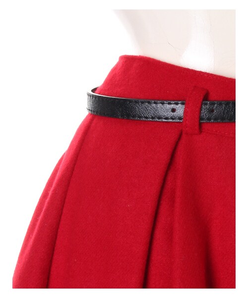 INGNI(イング)の「ベルト付フェイクウールタックキュロット/パンツ(スカート・レディース・オフホワイト/クロ/ピンク/ボルドー/アイスブルー/ベージュ/チェック・M)」の3枚目の写真