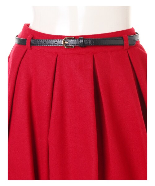 INGNI(イング)の「ベルト付フェイクウールタックキュロット/パンツ(スカート・レディース・オフホワイト/クロ/ピンク/ボルドー/アイスブルー/ベージュ/チェック・M)」の2枚目の写真