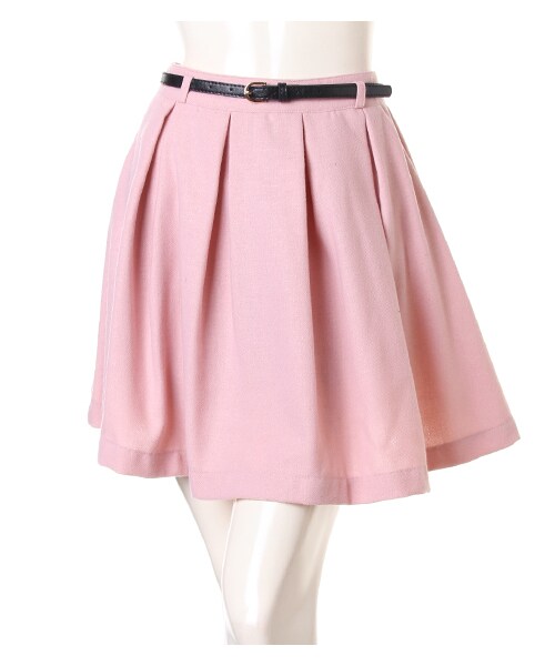 INGNI(イング)の「ベルト付フェイクウールタックキュロット/パンツ(スカート・レディース・オフホワイト/クロ/ピンク/ボルドー/アイスブルー/ベージュ/チェック・M)」の9枚目の写真