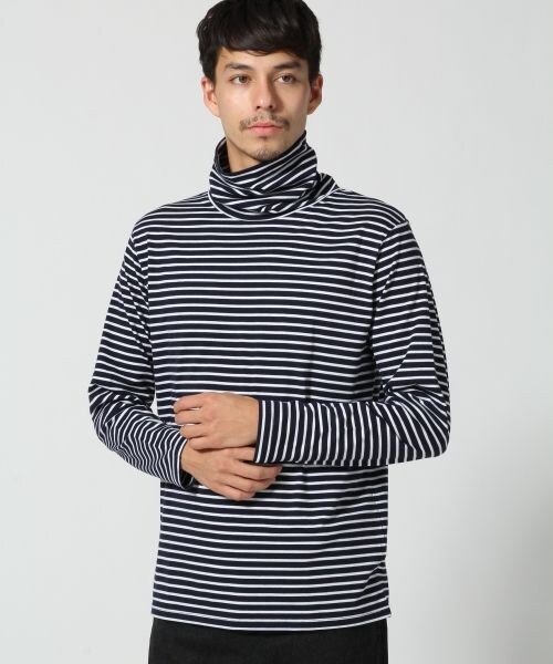 RAGEBLUE（レイジブルー）の「カットタートルネック長袖（トップス・メンズ・ホワイト×ブラック/ムジホワイト/ムジブラック/ネイビー×ホワイト・Ｍ/Ｌ）」の2枚目の写真