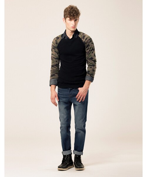 LOVFEE（ラッフィ）の「Le gentle 軍風迷彩長袖上衣（トップス・メンズ・黑/灰・S/M/L）」の5枚目の写真