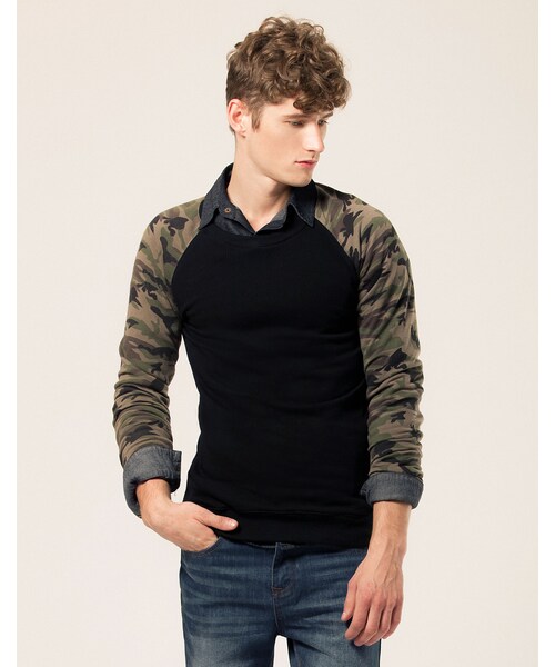 LOVFEE（ラッフィ）の「Le gentle 軍風迷彩長袖上衣（トップス・メンズ・黑/灰・S/M/L）」の6枚目の写真