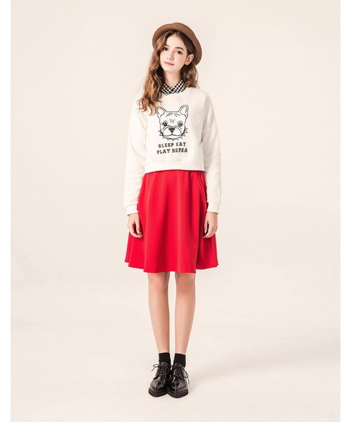 PAZZO（パッゾ）の「MIT俏皮狗頭英文上衣（トップス・レディース・米白・S/M/L）」の6枚目の写真