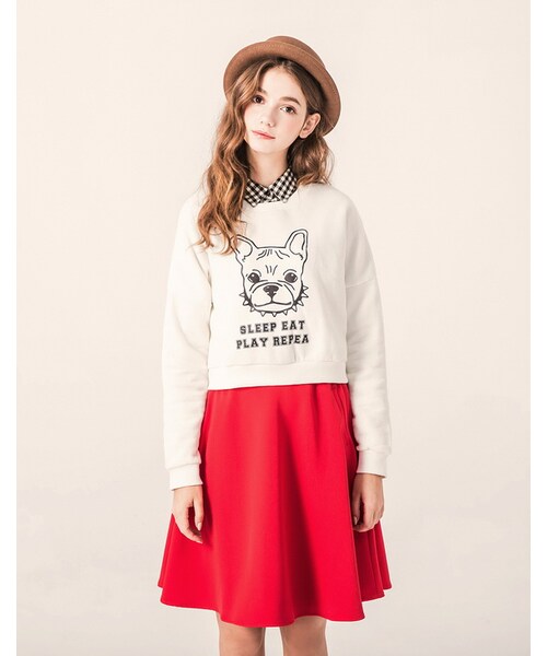 PAZZO（パッゾ）の「MIT俏皮狗頭英文上衣（トップス・レディース・米白・S/M/L）」の7枚目の写真