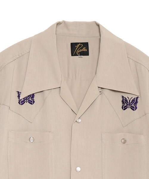 Needles（ニードルス）の「S/S Cowboy One-Up Shirt - R/PE Twill（トップス・メンズ・BEIGE/27/BLACK/01/BROWN/20・S/M/L）」の4枚目の写真