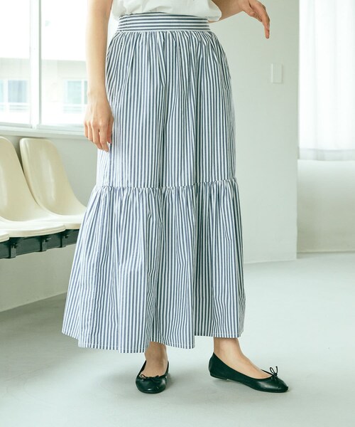 PUAL CE CIN（ピュアルセシン）の「タイプライター先染めストライプスカート（スカート・レディース・その他1/その他2・FREE）」の2枚目の写真