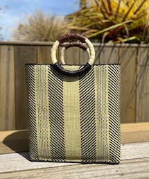 CIAOPANIC | 荷物がいっぱい入る、水草カゴ柄編みハンドルバッグ(かごバッグ)