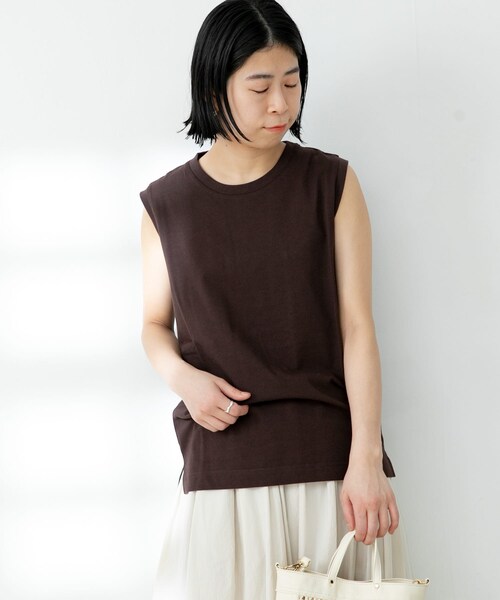 FORK&SPOON（フォークアンドスプーン）の「FORK&SPOON オーガニックコットンノースリーブTシャツ（その他・レディース・ICE GREEN/BROWN/OFF/BLACK・one）」の8枚目の写真