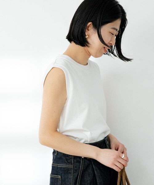 FORK&SPOON（フォークアンドスプーン）の「FORK&SPOON オーガニックコットンノースリーブTシャツ（その他・レディース・ICE GREEN/BROWN/OFF/BLACK・one）」の12枚目の写真