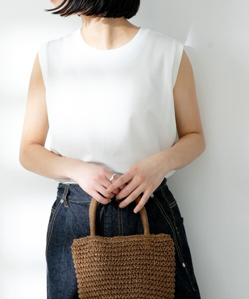 FORK&SPOON（フォークアンドスプーン）の「FORK&SPOON オーガニックコットンノースリーブTシャツ（その他・レディース・ICE GREEN/BROWN/OFF/BLACK・one）」の2枚目の写真