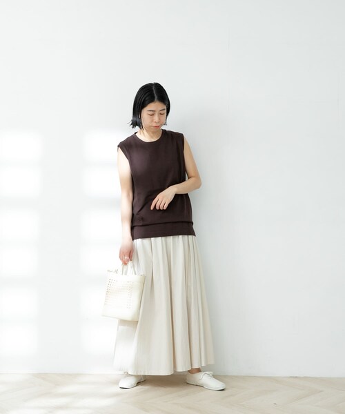 FORK&SPOON（フォークアンドスプーン）の「FORK&SPOON オーガニックコットンノースリーブTシャツ（その他・レディース・ICE GREEN/BROWN/OFF/BLACK・one）」の9枚目の写真