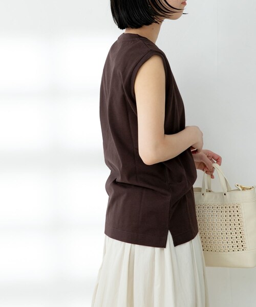 FORK&SPOON（フォークアンドスプーン）の「FORK&SPOON オーガニックコットンノースリーブTシャツ（その他・レディース・ICE GREEN/BROWN/OFF/BLACK・one）」の6枚目の写真