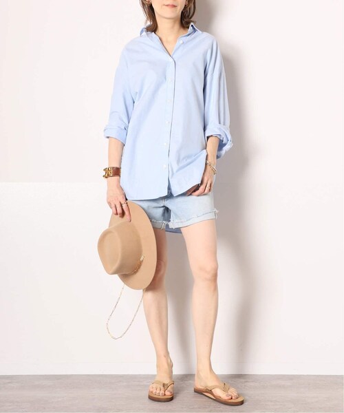 MUSE de Deuxieme classe（ミューズデドゥーズィエムクラス）の「FRIEDA CUFF SHORT デニム（パンツ・ブルー C/(047)/25/残り1点/26/残り3点/27/在庫なし）」の2枚目の写真