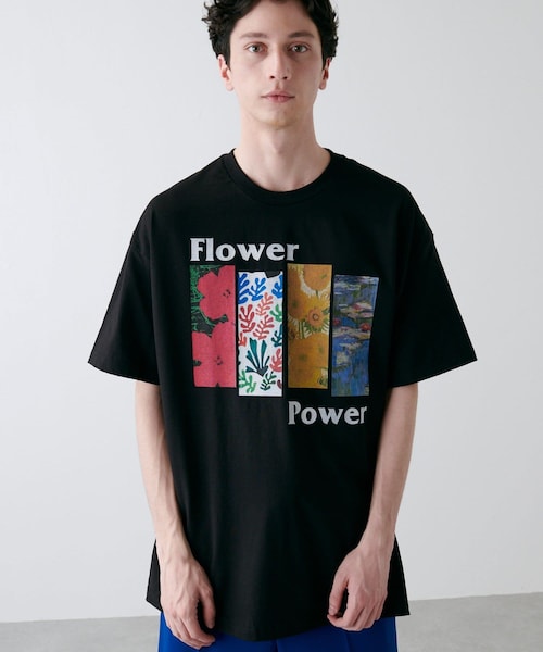 Lui's(ルイス)の「【NuGgETS × Lui's】Flower Power / Flower(Tシャツ/カットソー・レディース・ホワイト/ブラック・XS/XL)」の1枚目の写真