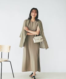 RIVE DROITE（リヴドロワ）の「予約【ヘルシーな肌見せ叶う】テンセルリネンフレアニットワンピース（ワンピース）」