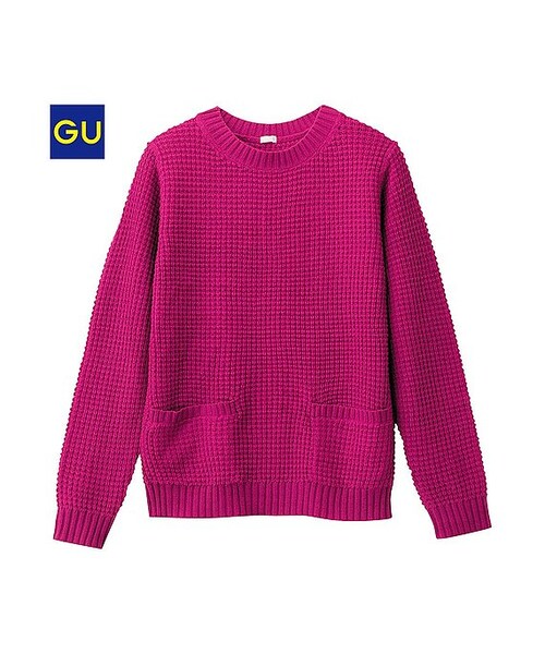 GU（ジーユー）の「（GU）ポケ付きプルオーバー（長袖）（WOMEN ⁄ ニット・レディース・BLUE/NAVY/OFF WHITE/PINK/YELLOW/BLACK・S/L/XL/M）」の6枚目の写真