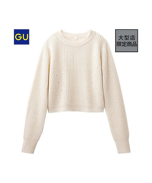 GU（ジーユー）の「（GU）クロップドセーター（長袖）Ａ（WOMEN ⁄ ニット・レディース・BLUE/OFF WHITE/BROWN/BLACK・XL/S/L/M）」の2枚目の写真