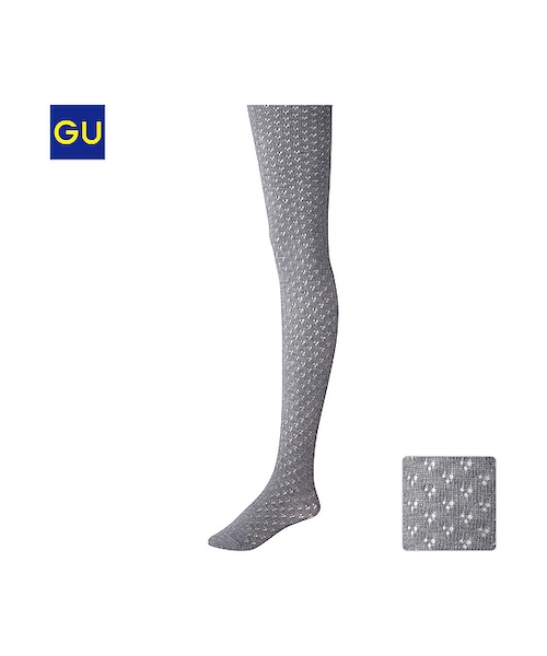 GU（ジーユー）の「（GU）透かし柄タイツ（WOMEN ⁄ タイツ・レギンス・トレンカ・レディース・BLACK/GRAY/RED/NAVY・-）」の2枚目の写真