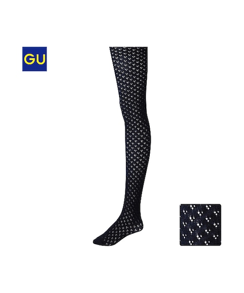 GU（ジーユー）の「（GU）透かし柄タイツ（WOMEN ⁄ タイツ・レギンス・トレンカ・レディース・BLACK/GRAY/RED/NAVY・-）」の3枚目の写真