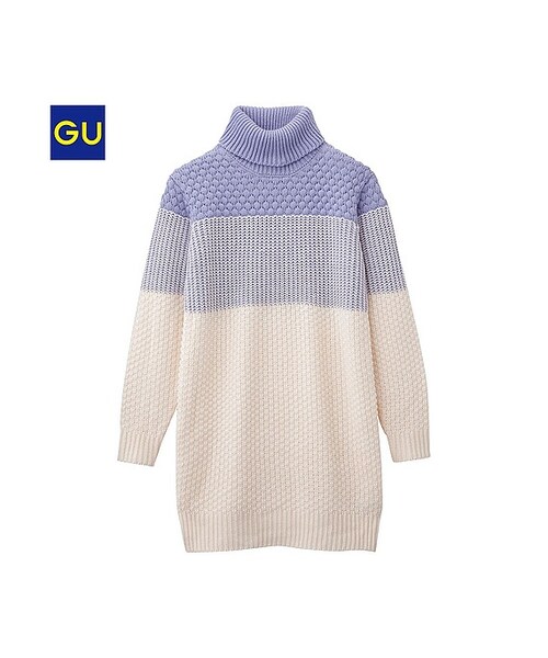 GU（ジーユー）の「（GU）カラーブロックニットワンピース（長袖）（WOMEN ⁄ ニット・レディース・BLACK/PURPLE/OFF WHITE・L/S/XL/M）」の3枚目の写真