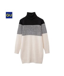 GU | （GU）カラーブロックニットワンピース（長袖）(トップス)