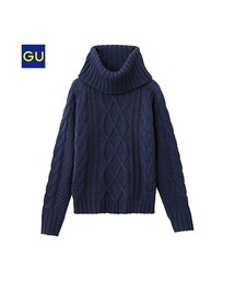 GU | （GU）オフタートルケーブルセーター（長袖）(トップス)