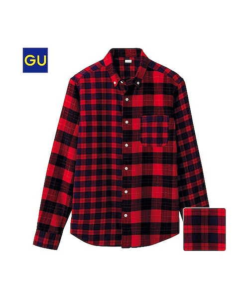 GU（ジーユー）の「（GU）ネルチェックシャツ（クレイジー・長袖）Ｑ（MEN ⁄ ネルシャツ・メンズ・GREEN/YELLOW/BLUE/RED・XL/M/L/S）」の4枚目の写真