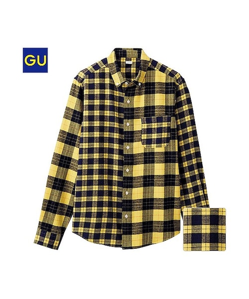 GU（ジーユー）の「（GU）ネルチェックシャツ（クレイジー・長袖）Ｑ（MEN ⁄ ネルシャツ・メンズ・GREEN/YELLOW/BLUE/RED・XL/M/L/S）」の3枚目の写真